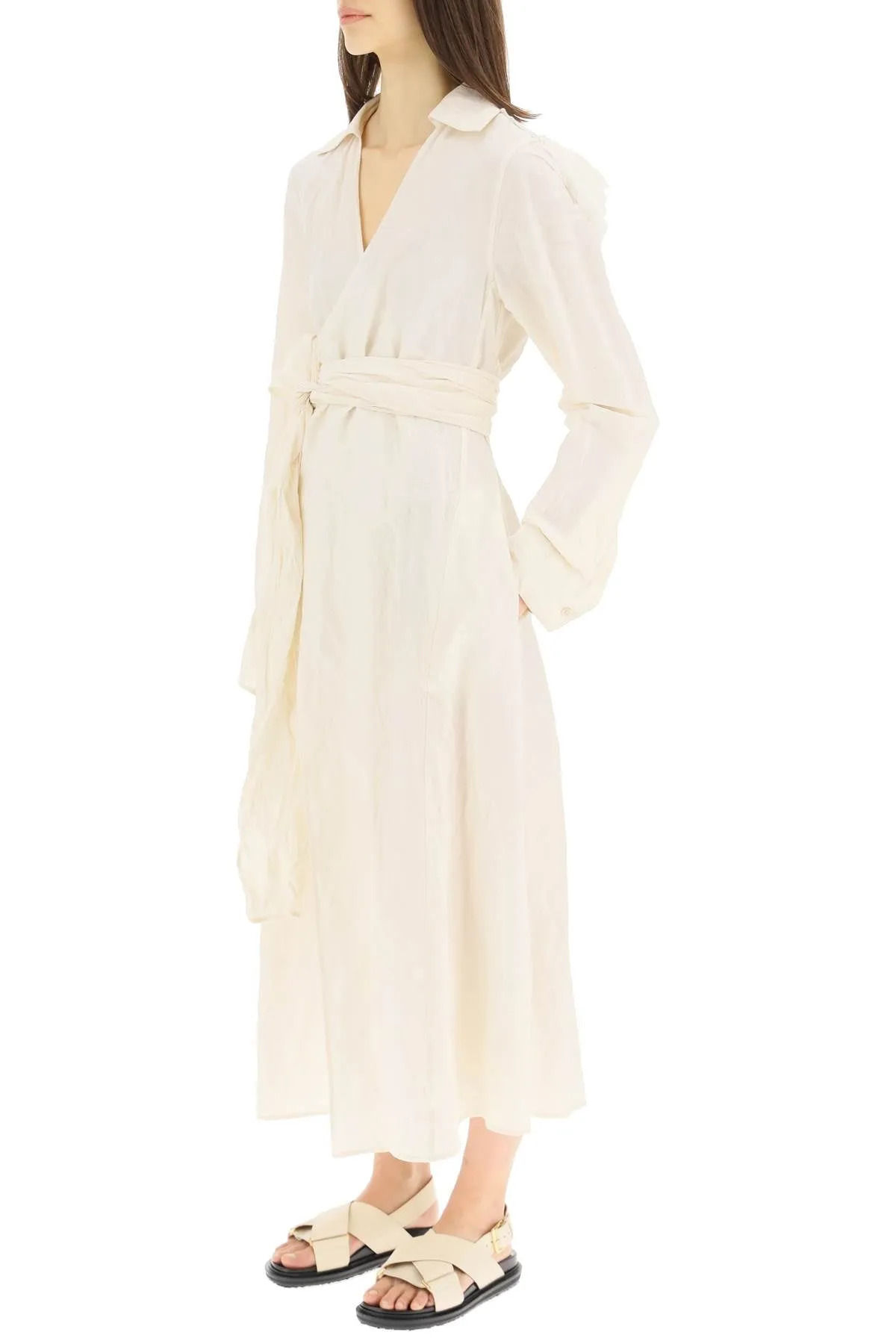 Jil Sander Tied Waist Wrap Midi Dress