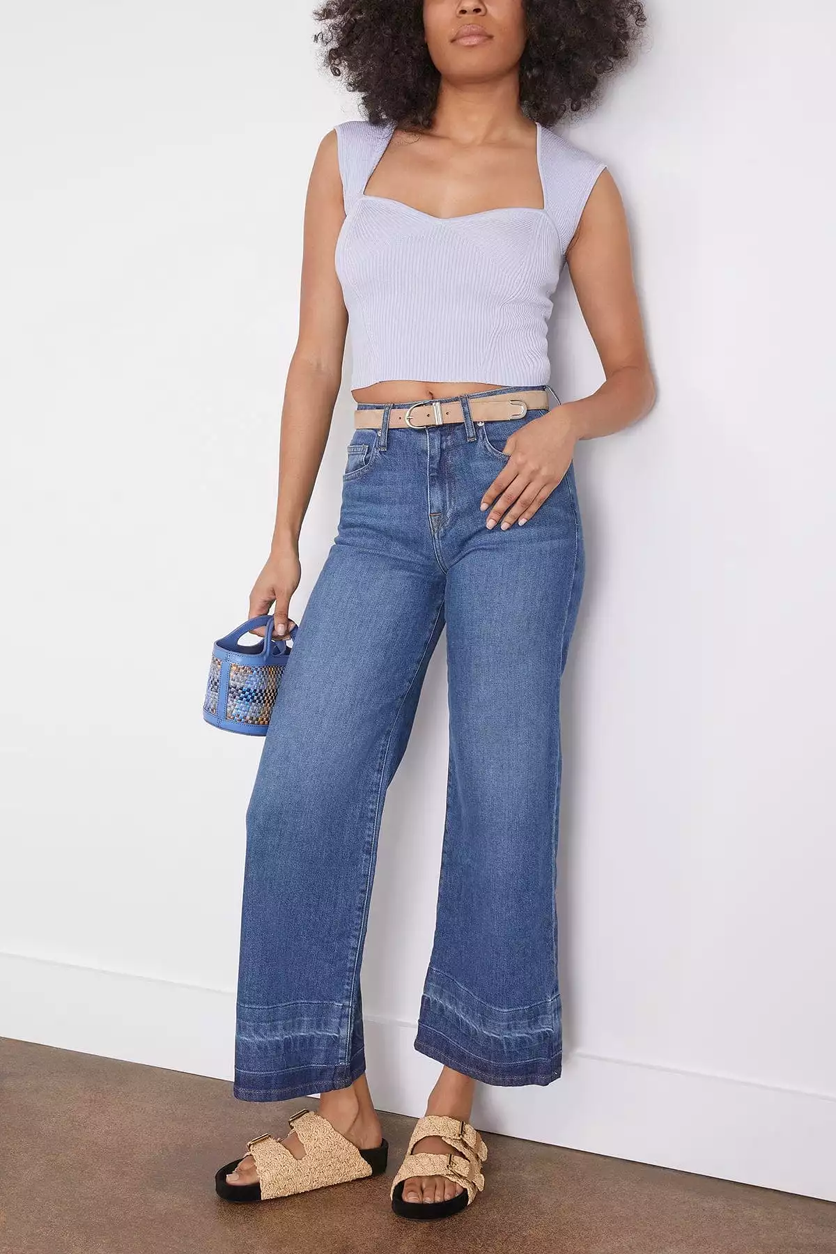 Jude Mid Rise Crop Wide Leg Jean in Coronado