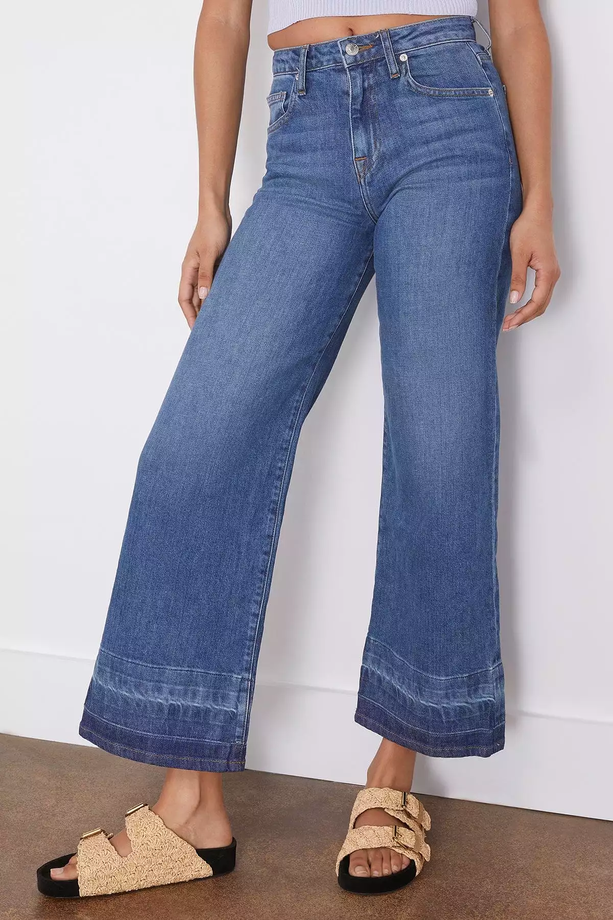 Jude Mid Rise Crop Wide Leg Jean in Coronado