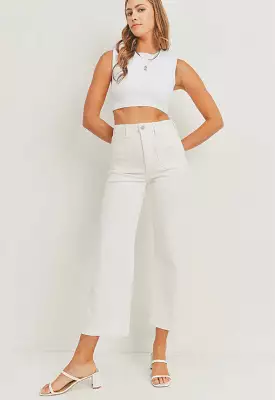 Just Black - Patch Pocket Wide Leg Jean Off White