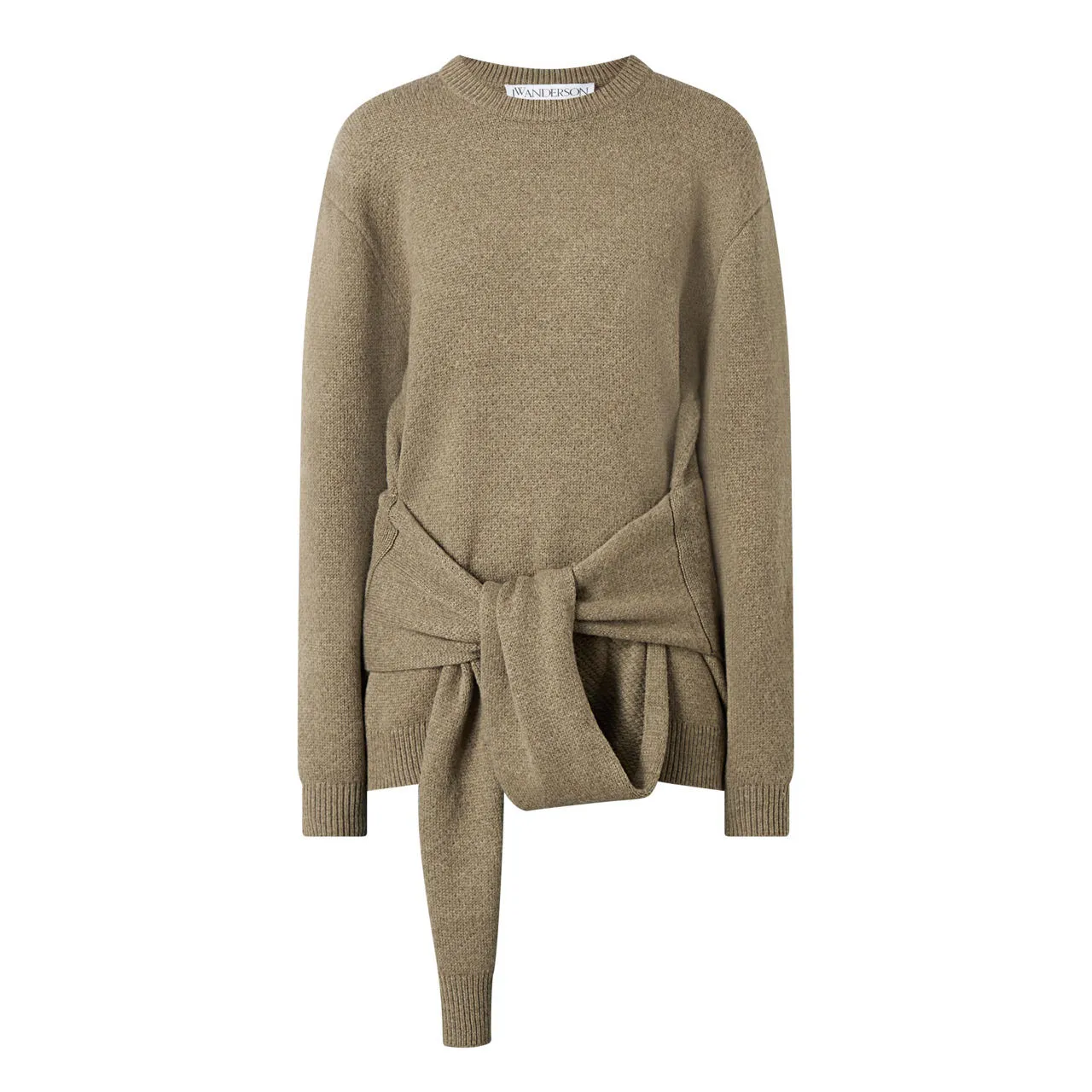 JW ANDERSON Draped Tie-Front Sweater - Khaki