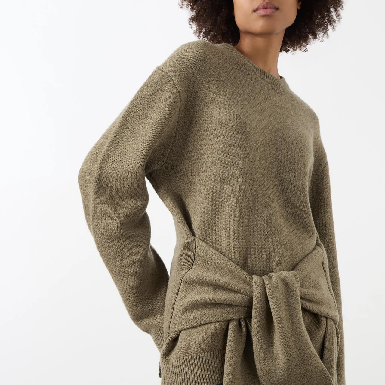 JW ANDERSON Draped Tie-Front Sweater - Khaki