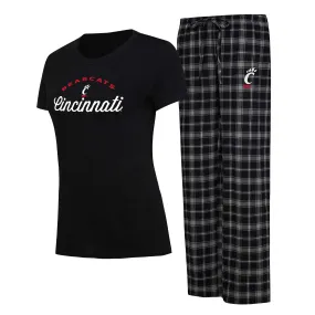 Lids Women's Concepts Sport Black/Gray Cincinnati Bearcats Arctic T-Shirt & Flannel Pants Sleep Set