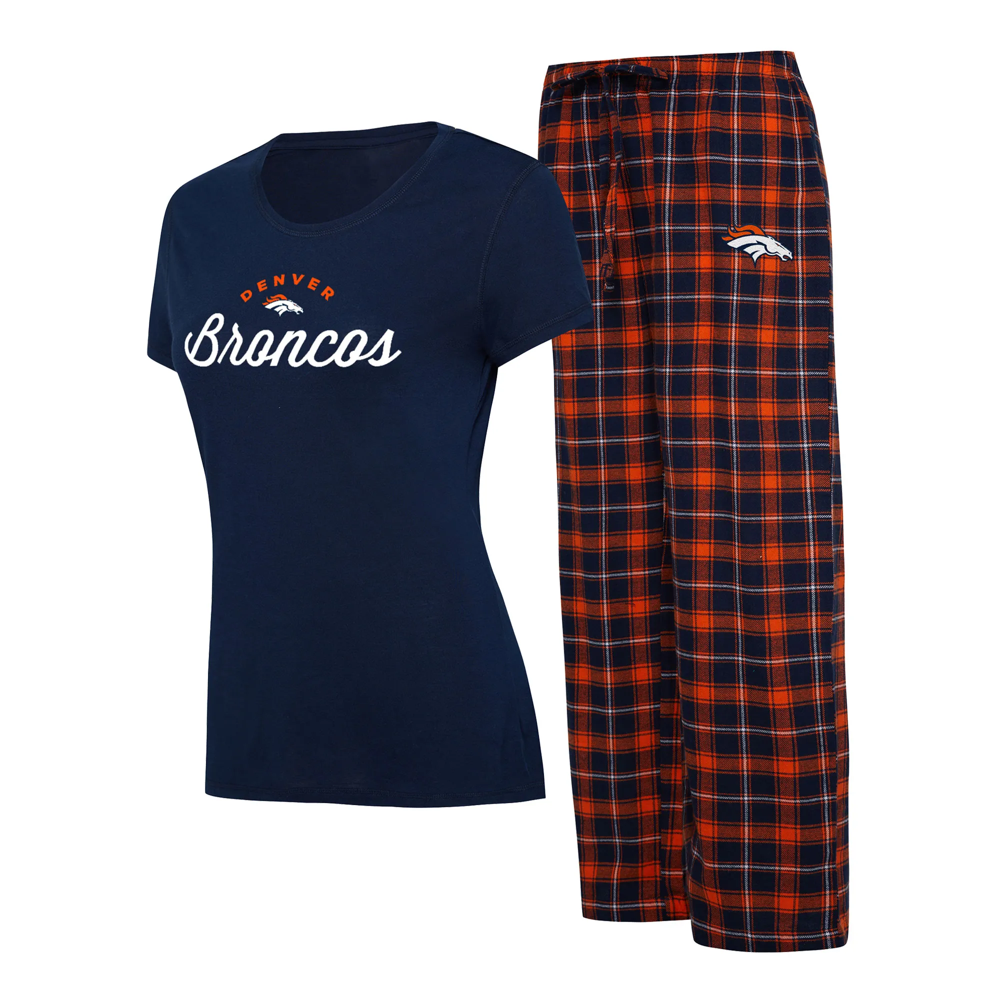 Lids Women's Concepts Sport Navy/Orange Denver Broncos Arctic T-Shirt & Flannel Pants Sleep Set