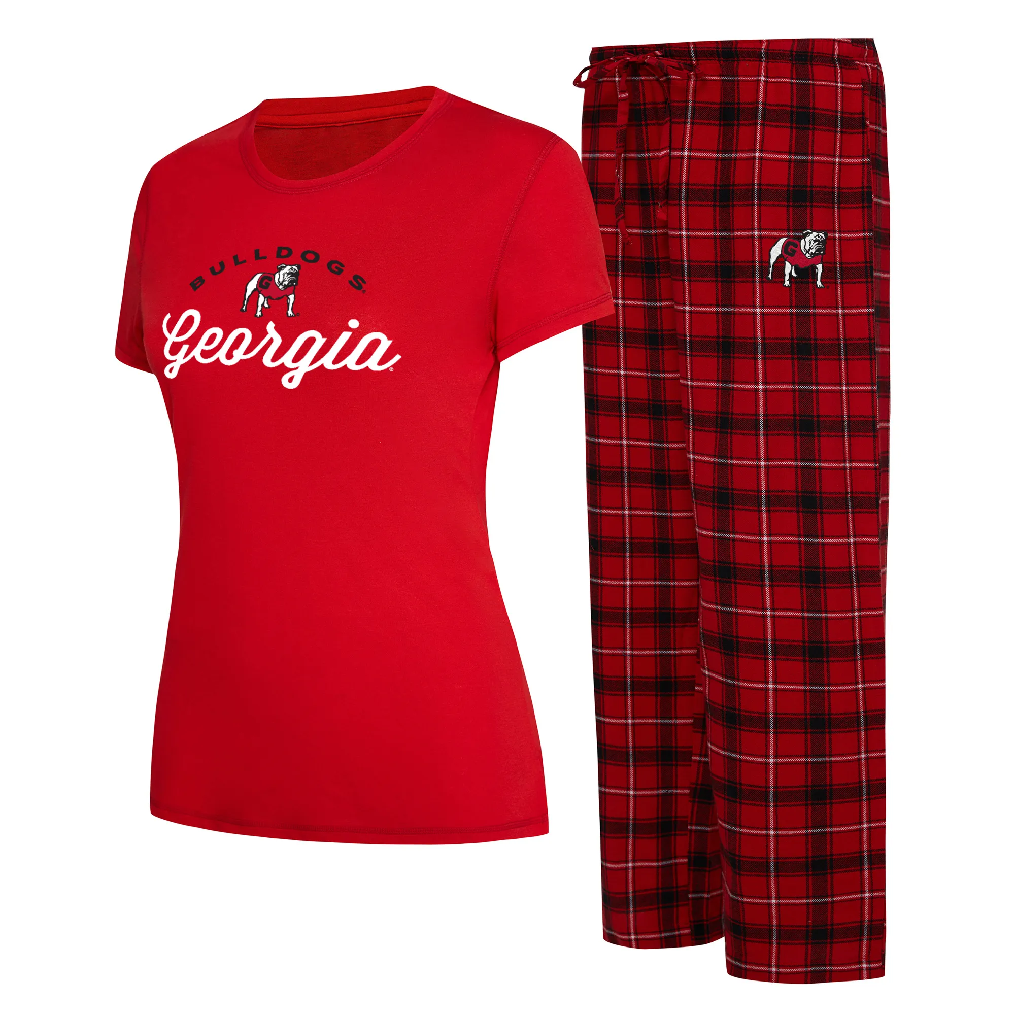 Lids Women's Concepts Sport Red/Black Georgia Bulldogs Arctic T-Shirt & Flannel Pants Sleep Set