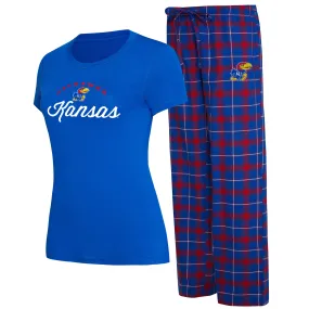 Lids Women's Concepts Sport Royal/Red Kansas Jayhawks Arctic T-Shirt & Flannel Pants Sleep Set