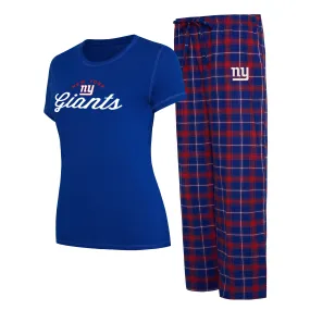 Lids Women's Concepts Sport Royal/Red New York Giants Arctic T-Shirt & Flannel Pants Sleep Set