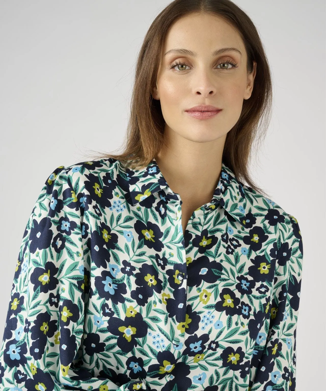 Long Sleeve Bold Floral Print Blouse