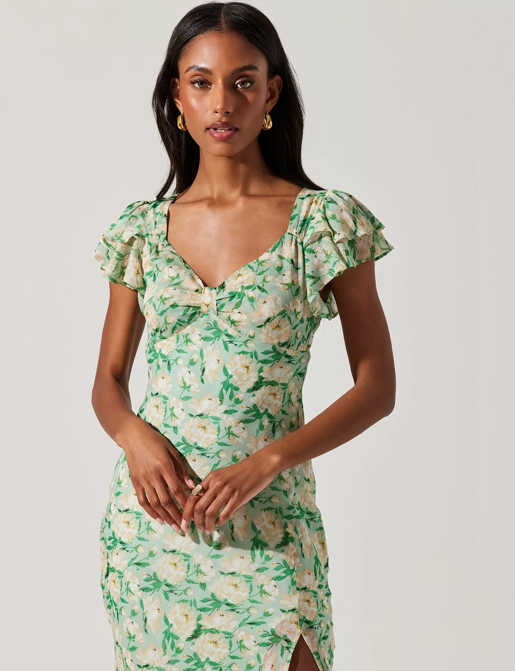 Maisy Dress, Green Floral