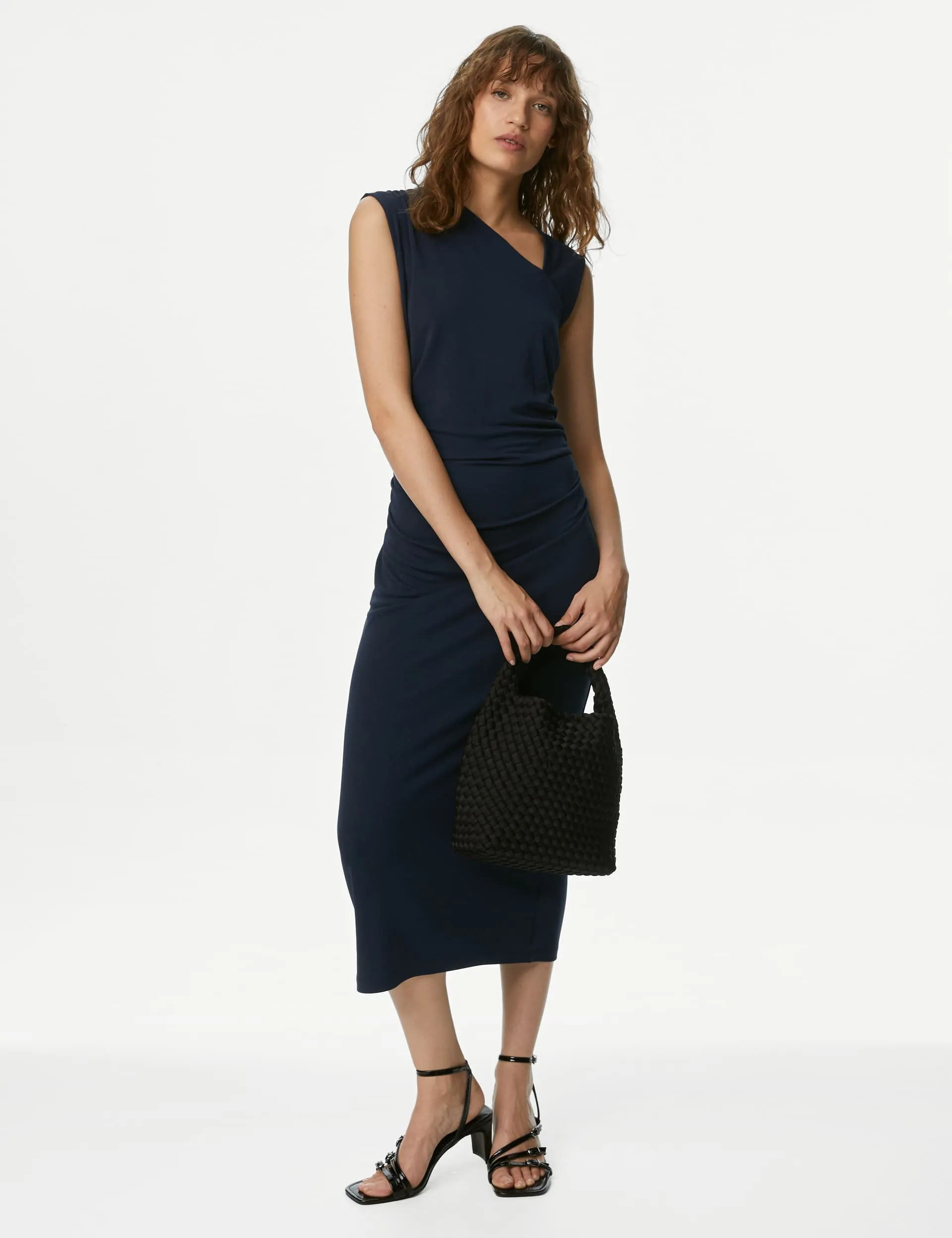 M&S Women's Jersey Midi Bodycon Dress - 14REG - Navy, Navy