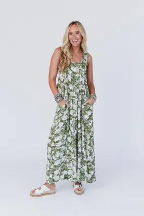 Marin Floral Jumpsuit - Sage