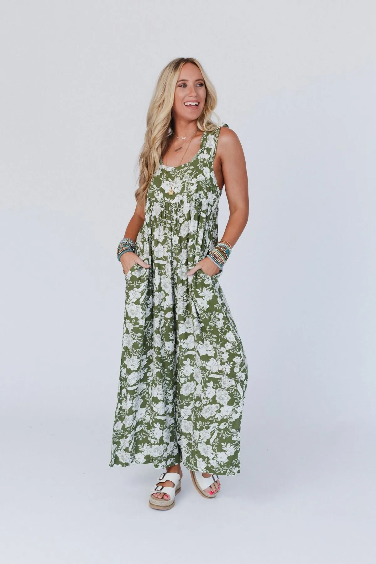 Marin Floral Jumpsuit - Sage