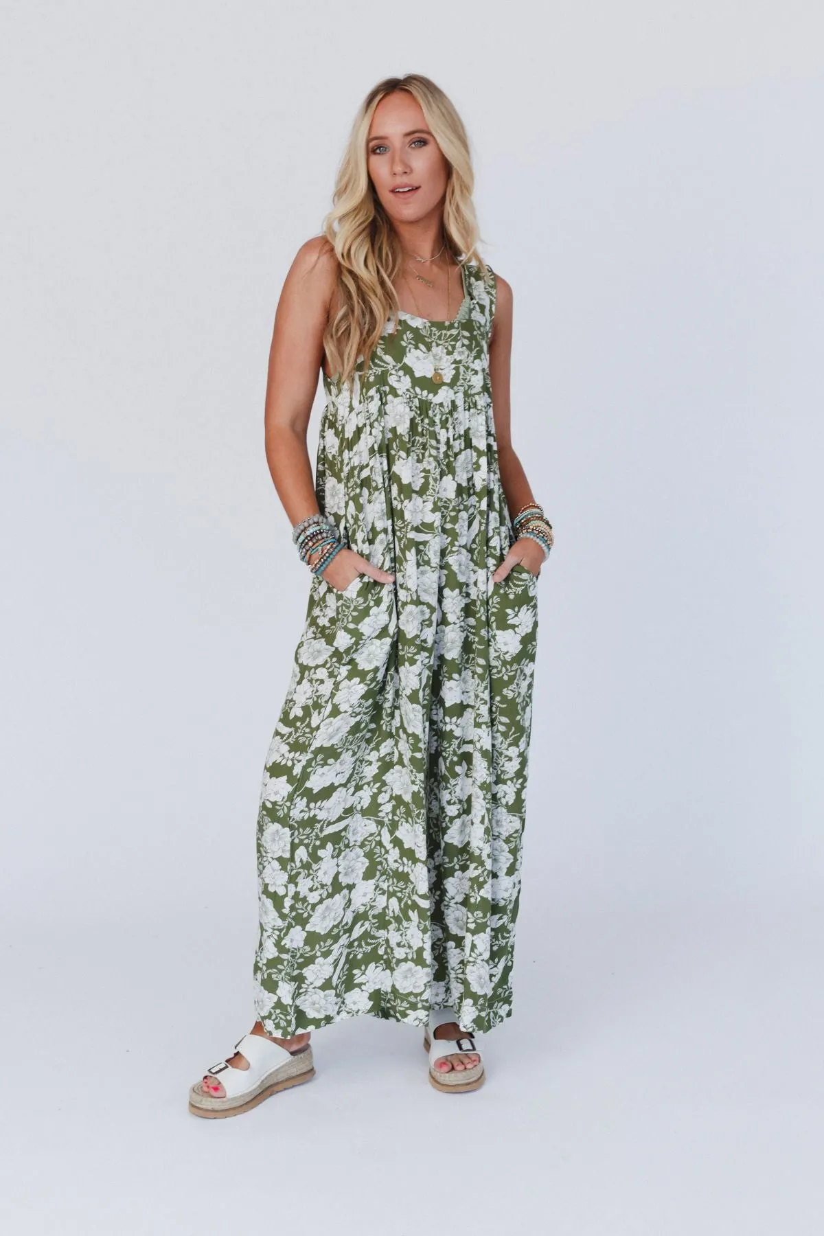 Marin Floral Jumpsuit - Sage