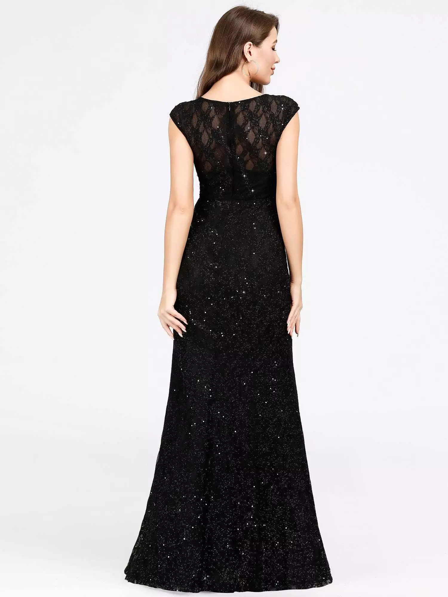 Maxi Long V-Neck Glitter Dress Size 8 Style 19079