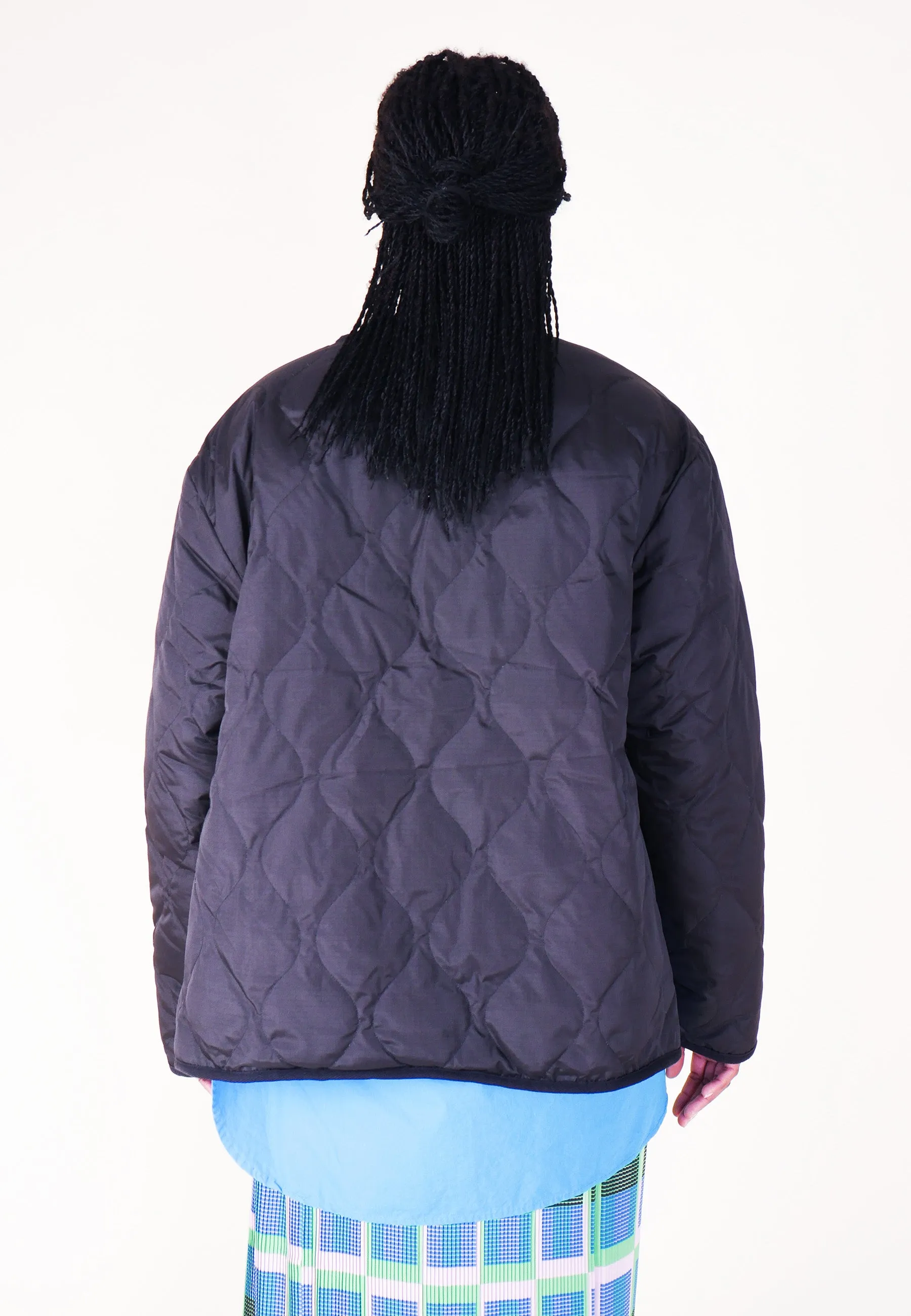 Military Reversible Crew Neck Down Jacket - Black