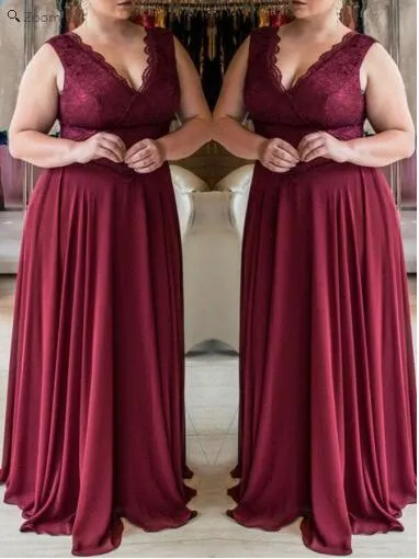 Modest Chiffon  Burgundy Plus Size Prom Dress Long Chiffon Prom Dress GDC1176