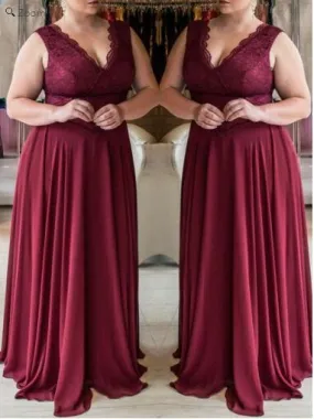 Modest Chiffon  Burgundy Plus Size Prom Dress Long Chiffon Prom Dress GDC1176