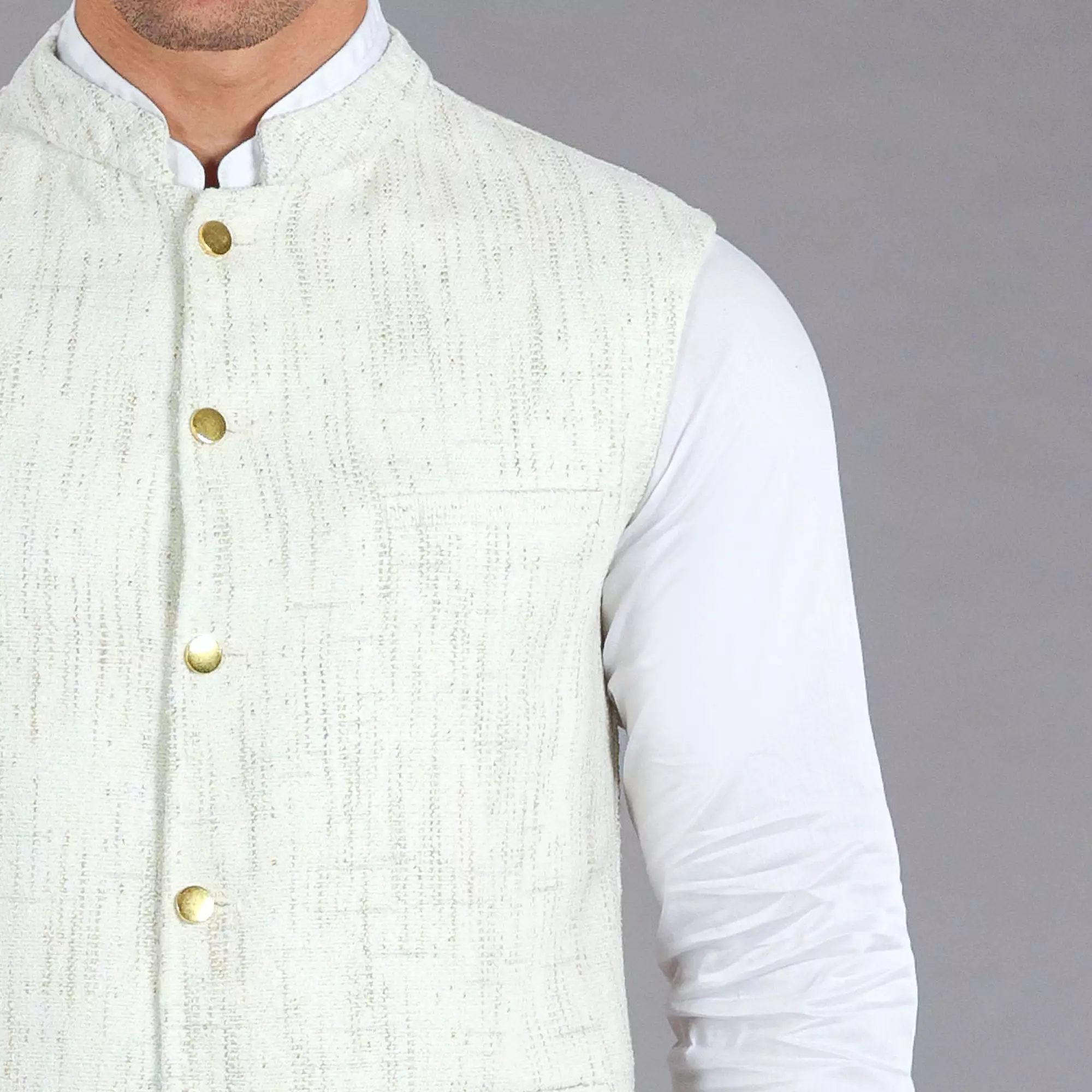 Off White Khaddar Waistcoat