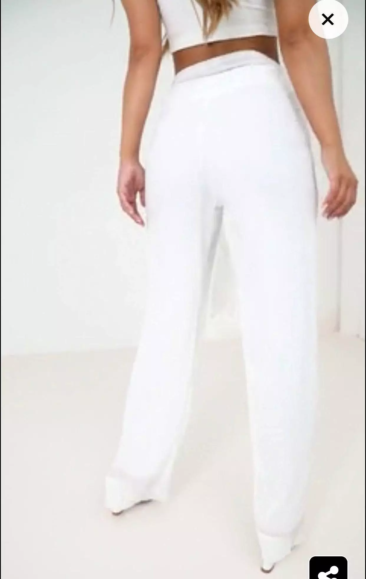 PLT White Tie Waist Pleated Chiffon Wide Leg Trouser