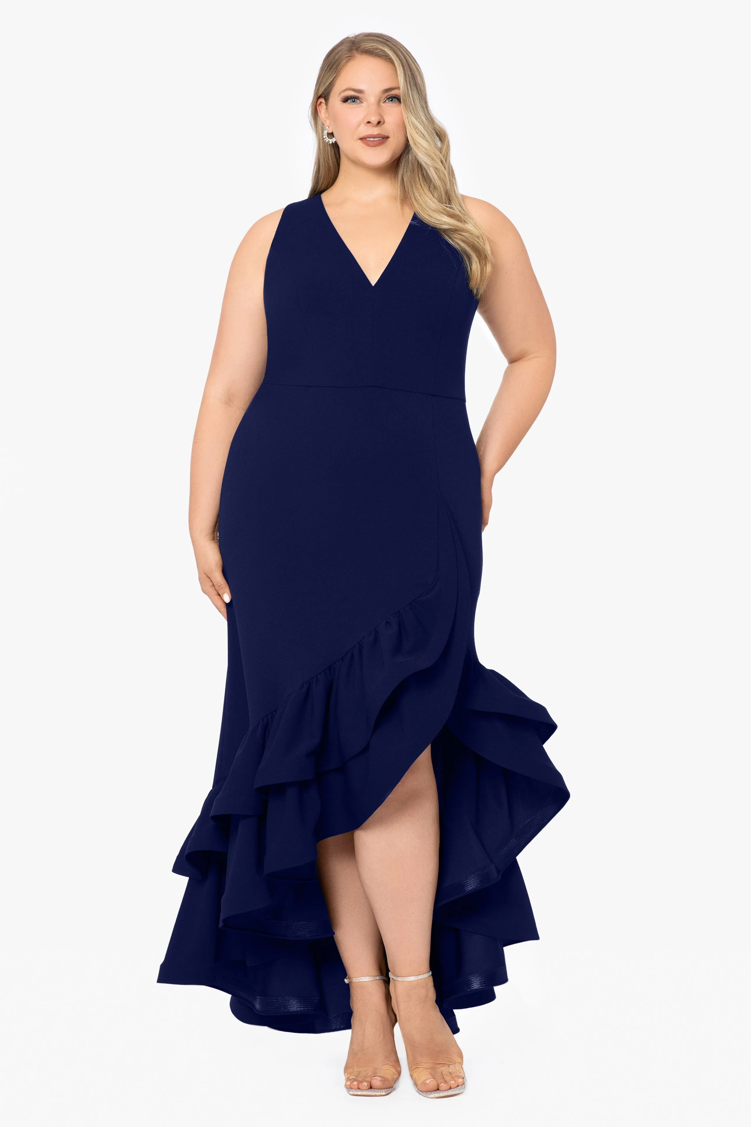 Plus Mae V-Neck Scuba Crepe Dress