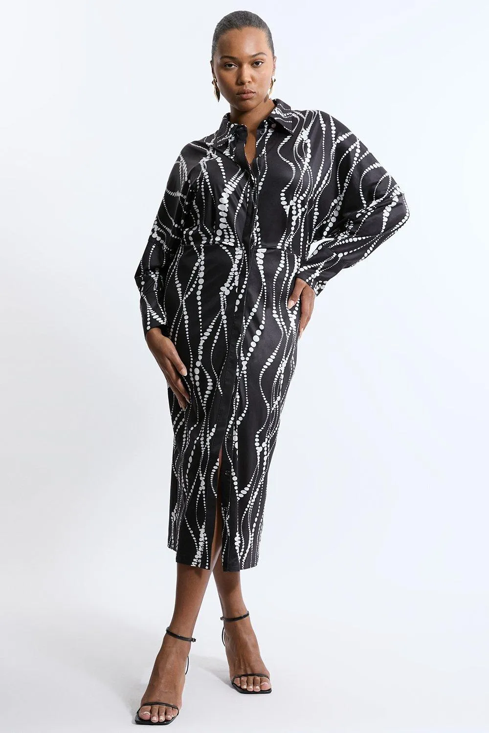 Plus Size Abstract Spot Jersey Crepe Midi Shirt Dress | Karen Millen