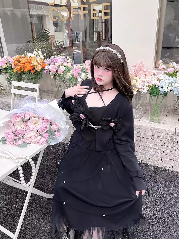 Plus size more kawaii romantic rose slip dress / suit