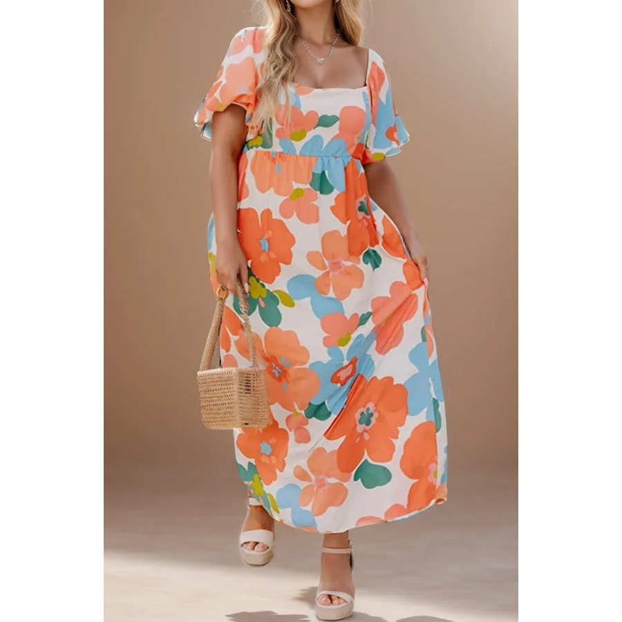 Plus Size Printed Short Sleeve Dress