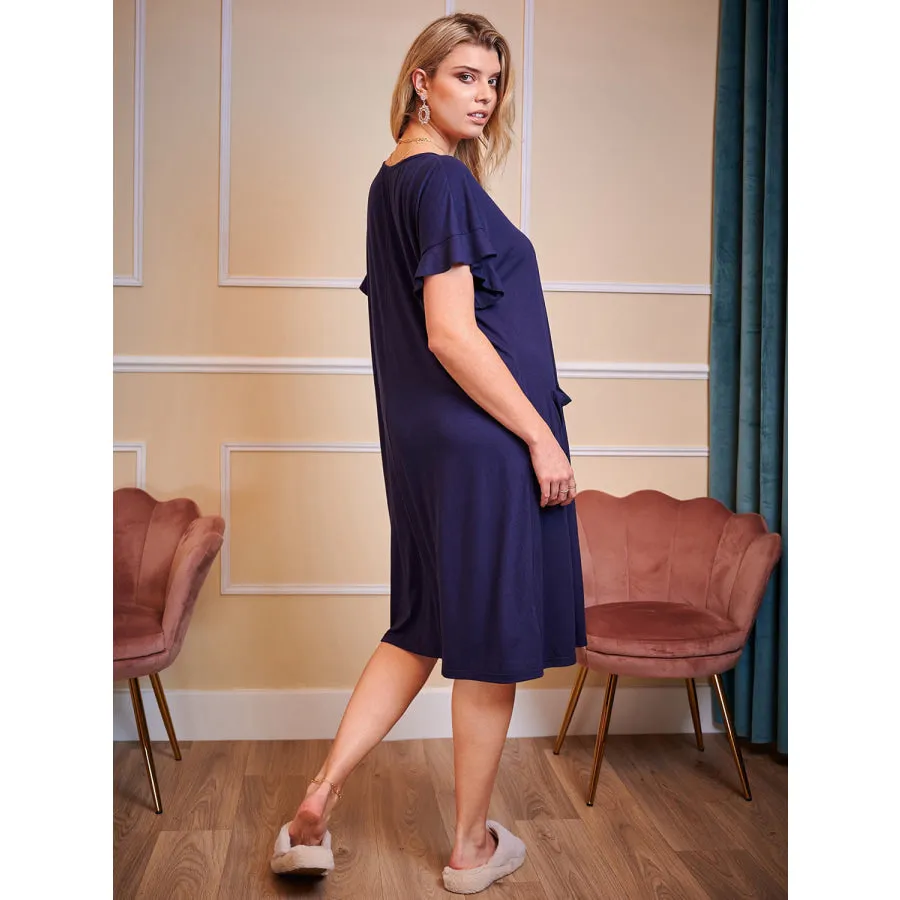 Plus Size Round Neck Short Sleeve Lounge Dress