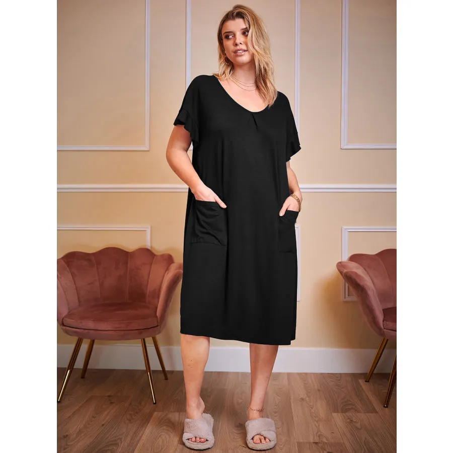 Plus Size Round Neck Short Sleeve Lounge Dress