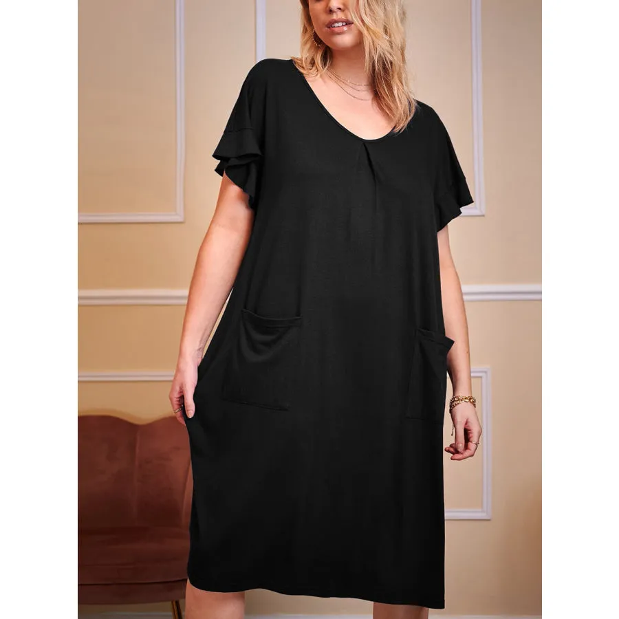 Plus Size Round Neck Short Sleeve Lounge Dress