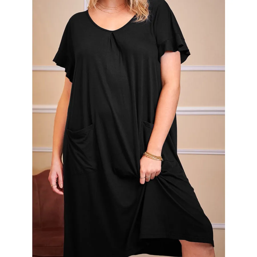 Plus Size Round Neck Short Sleeve Lounge Dress