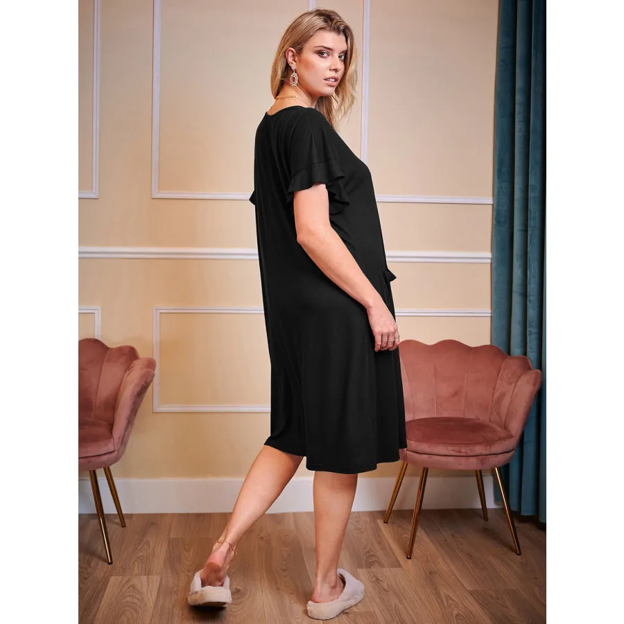 Plus Size Round Neck Short Sleeve Lounge Dress