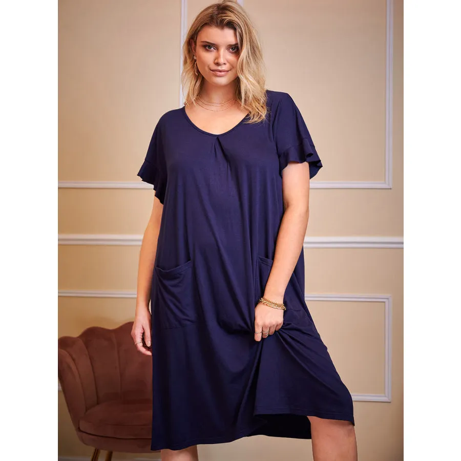 Plus Size Round Neck Short Sleeve Lounge Dress