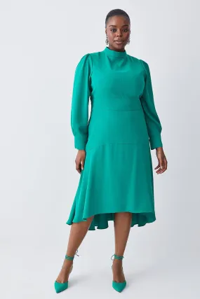 Plus Size Soft Tailored High Low Sleeved Midi Dress | Karen Millen