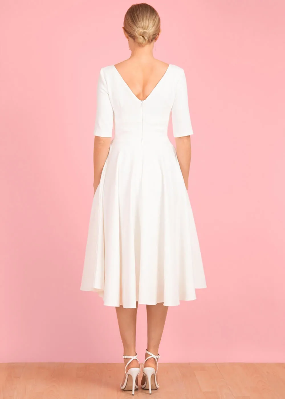 Pretty Dress Company Hepburn 50's Swing Dress Ivory