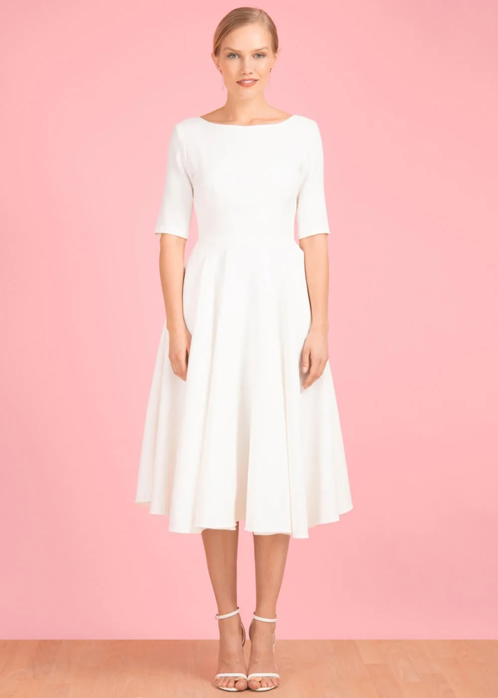 Pretty Dress Company Hepburn 50's Swing Dress Ivory