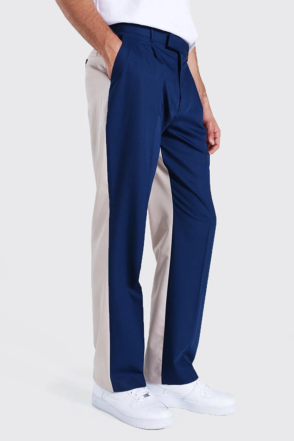 Relaxed Leg Spliced Tailored Trouser | boohooMAN UK