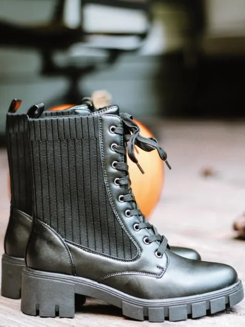 Renley Black Combat Boots