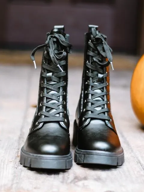 Renley Black Combat Boots