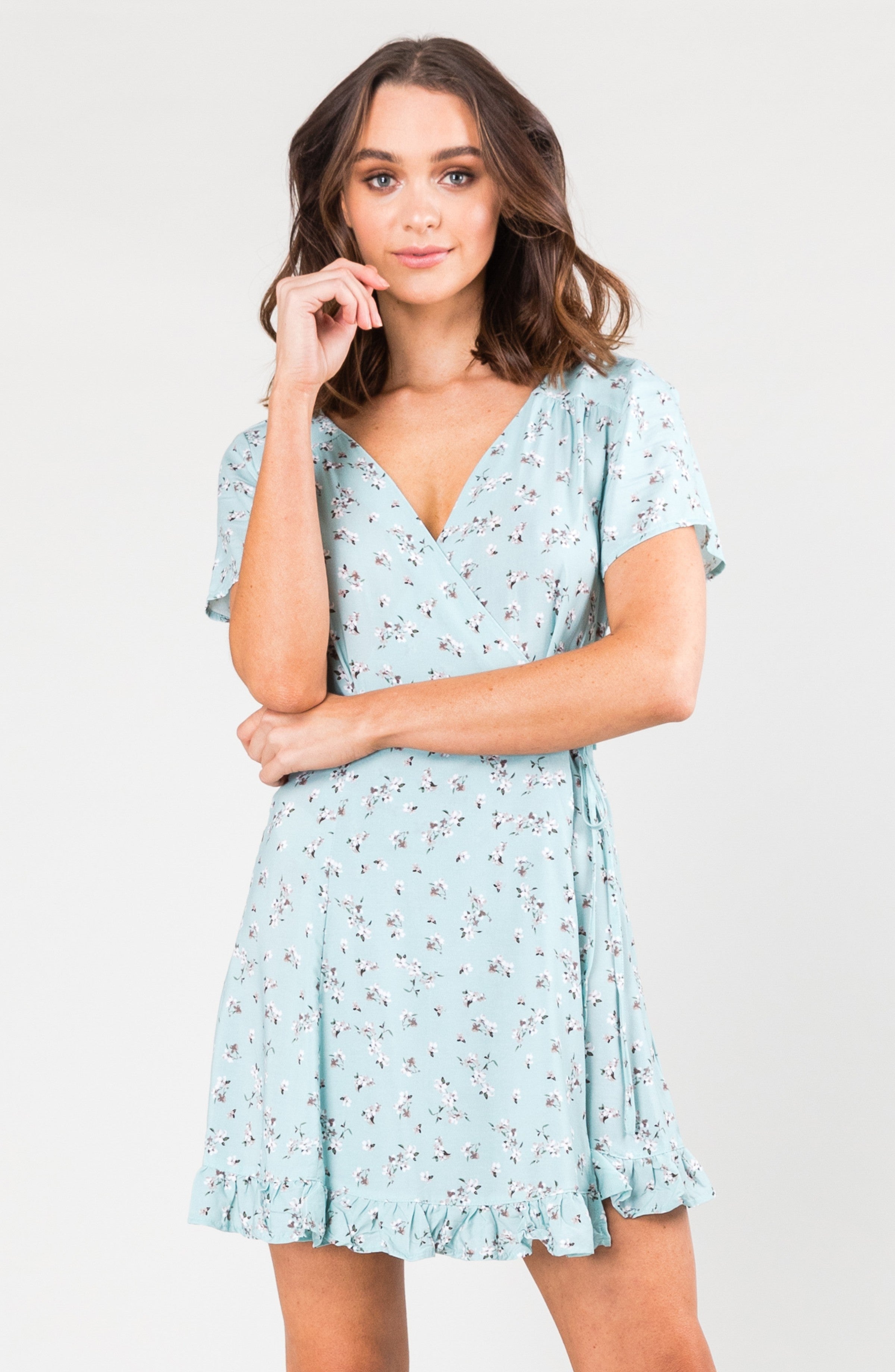 Rusty US FREE SOUL WRAP DRESS - PALE AQUA