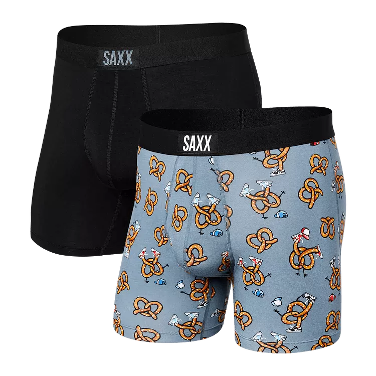 SAXX Men's Vibe 2-Pack Boxer Brief Underwear - Pretzel B-Boyz/Black