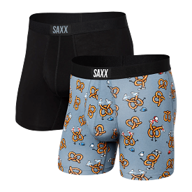 SAXX Men's Vibe 2-Pack Boxer Brief Underwear - Pretzel B-Boyz/Black