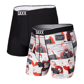 SAXX Men's Volt 2-Pack Boxer Brief Underwear - Bad Santas/Black