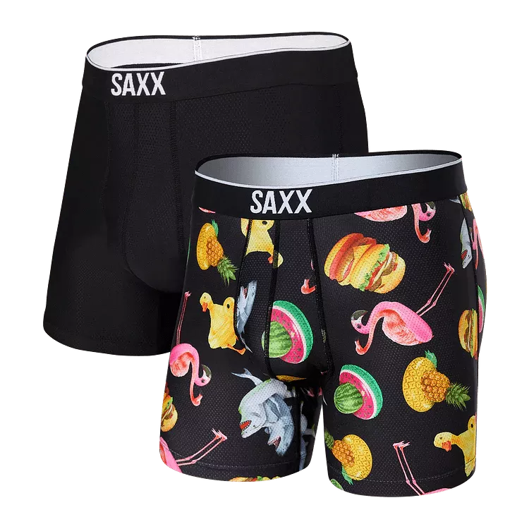 SAXX Men's Volt 2-Pack Boxer Brief Underwear - Mega Meta Floaties/Black