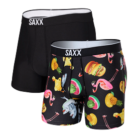 SAXX Men's Volt 2-Pack Boxer Brief Underwear - Mega Meta Floaties/Black