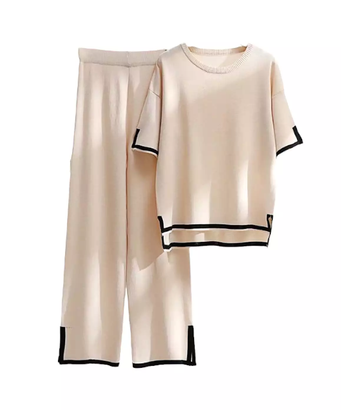 Scoop Neck And Cropped Pants Knit Loungewear Set