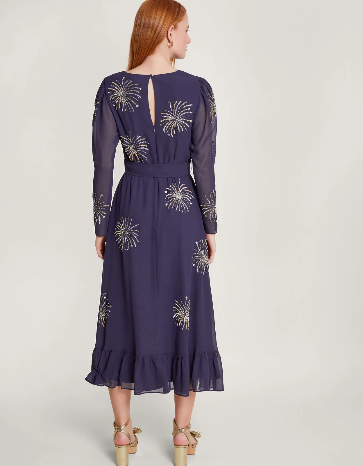 Serena Embellished Wrap Dress Blue