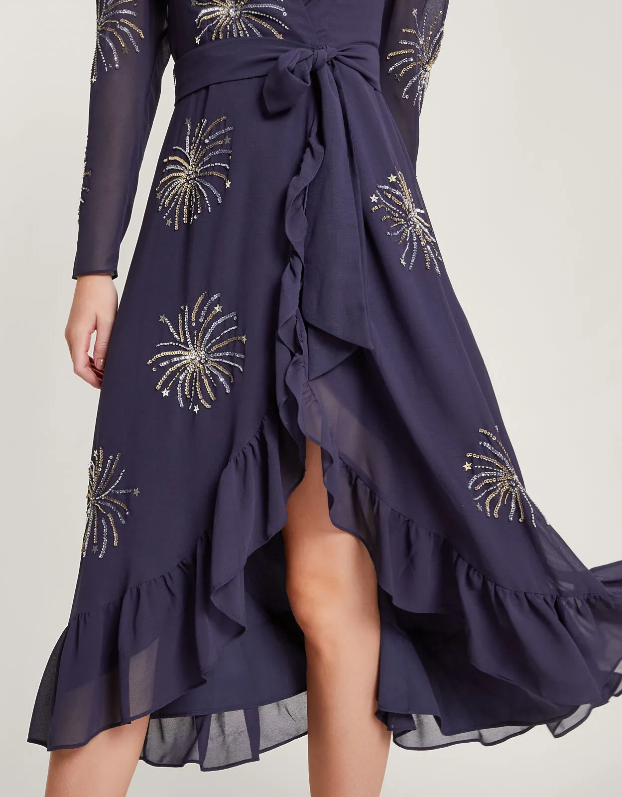 Serena Embellished Wrap Dress Blue