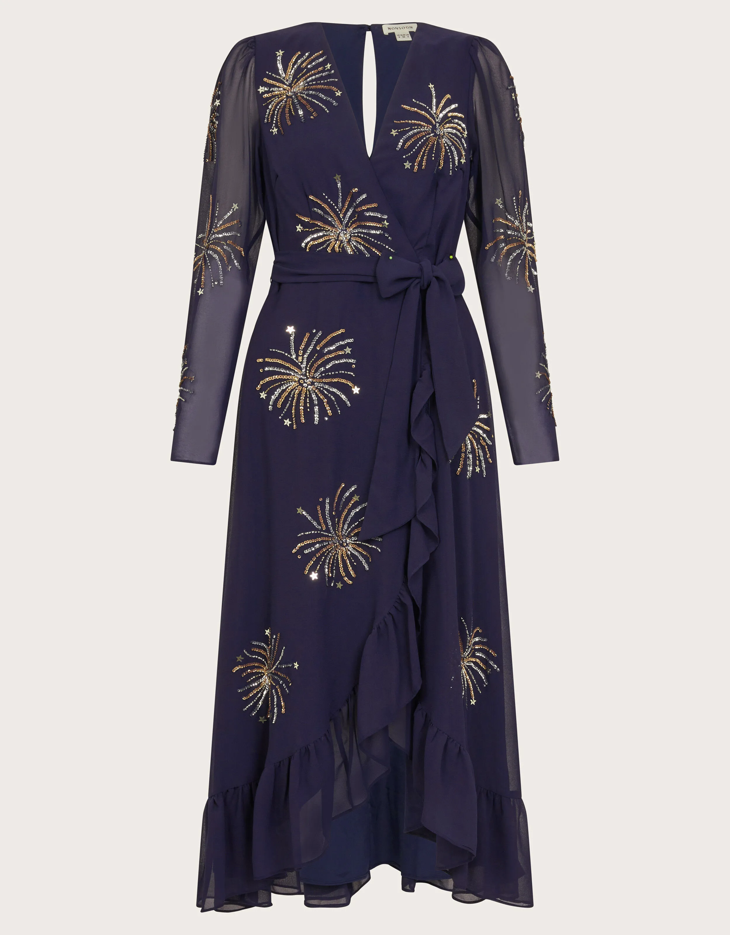 Serena Embellished Wrap Dress Blue