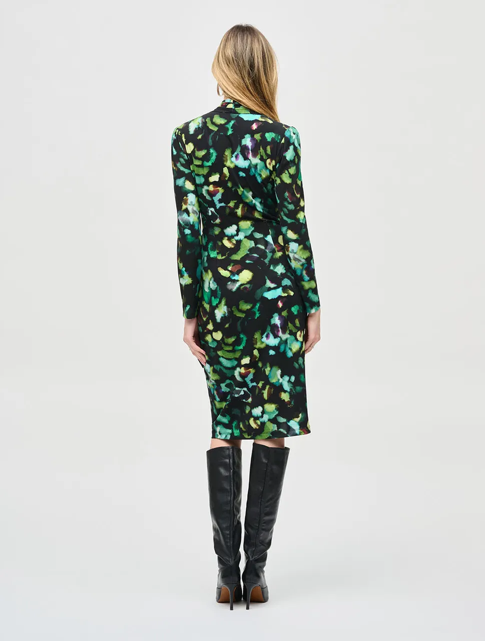 Silky Knit Watercolor Print Wrap Dress | Joseph Ribkoff